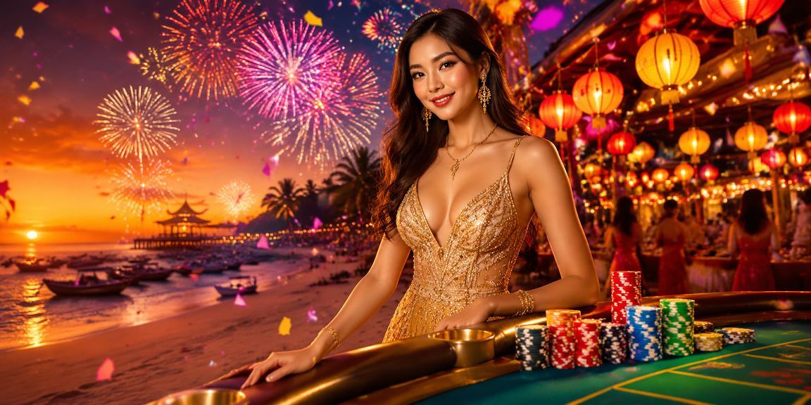 Người dùng đăng ký tài khoản và nhận bonus tại chợ đêm Phú Quốc với ánh đèn rực rỡ